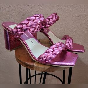 Dolce Vita 7.5 Paily Heels In Magenta Metallic Stella Pink Slip On Party 3.5 In
